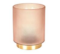 HOME DECO FACTORY Lámpara de Mesa de Cristal Grabado Ambiente Suave Rosa | Metal y cristal, lámpara de mesa, cristal grabado, luz suave, ambiente apacible, diseño compacto, salón o dormitorio