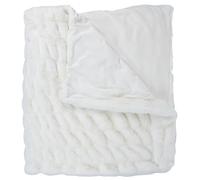 HOME DECO FACTORY Manta Imitación Pelo Luxury Suave 140x200 cm Blanco | Poliéster, manta imitación pelo, efecto luxury, 140x200 cm, suave y cómoda, sofá o cama, blanco