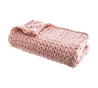 HOME DECO FACTORY - TX8071, Manta de Punto Grueso Chunky Ultra Suave Rosa, Diseñada para Sofá, Sillón o Cama, Dimensiones 150 x 120 cm, Diseñada para Calentar tu Hogar