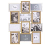 HOME DECO FACTORY HD4218 - Portarretratos múltiple (12 fotos, madera, tablero de fibra de densidad media, vidrio, 44 x 3 x 58 cm, para recuerdos y decoración), beis y blanco