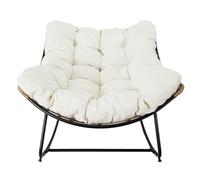 HOME DECO FACTORY Mecedora Tulum Cojín Beige de Exterior Marrón | Metal, mecedora Tulum, cojín beige, mobiliario de exterior, jardín o terraza, 96x73x114 cm, marrón