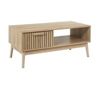 HOME DECO FACTORY - HD0089 Mesa de Centro de Madera con Cajón y Compartimento de Almacenamiento - Diseñada para Salón o Comedor - Diseño Moderno - Dimensiones 100x43x50 cm - Color Marrón