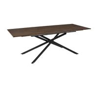 HOME DECO FACTORY Mesa Extensible Contemporánea 6 a 8 Personas Marrón | Acacia, mesa extensible contemporánea, 6 a 8 personas, diseño robusto, comedor, 150x210 cm, marrón y negro