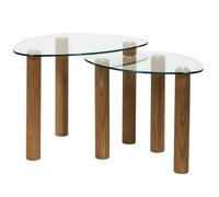 HOME DECO FACTORY Mesa Nido de Cristal Templado Clara Ahorra Espacio | Cristal templado, mesa nido Clara, diseño elegante y práctico, ahorra espacio, salón, 60x43x45 cm, marrón