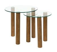 Mesa de centro (Vidrio templado, 2 ud., Forma: Redonda)