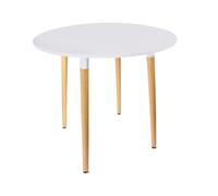 HOME DECO FACTORY Mesa Redonda Bicolor de Madera y Metal 76 cm Blanco