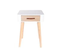 HOME DECO FACTORY Mesita de Noche 1 Cajón de Madera Dormitorio Blanco | Madera de ingeniería, mesita de noche, 1 cajón, decoración de dormitorio, diseño depurado, compacta, 37x37x37,5 cm