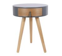 Home Deco Factory Mesa auxiliar (Ø x Al: 35 x 46,5 cm, Gris/Madera, Número de cajones: 1 ud.)