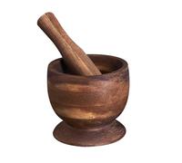 HOME DECO FACTORY Mortero y Mano de Acacia Utensilio Ergonómico Marrón | Madera de acacia, mortero y mano, utensilio ergonómico, machacar y triturar, especias y hierbas, cocina, marrón