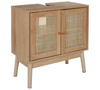 HOME DECO FACTORY - HD0227, Mueble Bajo Lavabo, Modelo Bali, Colección Natural Crush, Mobiliario, Mueble de Baño, 60 x 70 x 30 cm, Marrón