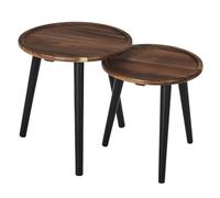 HOME DECO FACTORY Pack de 2 Mesas Nido Redondas de Acacia Softness Negro | Acacia, pack de 2 mesas nido redondas, colección Softness, mesa auxiliar, salón, 38x39,5x38 cm, negro y marrón