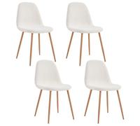 HOME DECO FACTORY Pack de 4 Sillas Bou reya Comedor Blanco | Hierro y bouclé, pack de 4 sillas Freya, asientos cómodos, salón o comedor, blanco