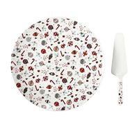 HOME DECO FACTORY Plato y Pala de Tarta de Navidad de Porcelana 30 cm | Porcelana, plato y pala de tarta, tema Navidad, 30 cm, servicio de mesa, tartas y pasteles, fiestas, multicolor