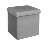 HOME DECO FACTORY - HD6810 Baúl Puf Plegable de Terciopelo Acanalado - Almacenamiento Práctico y Confortable - Diseño Moderno para Salón o Dormitorio - Dimensiones 38 x 38 x 38 cm - Color Gris Ratón