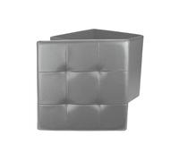 HOME DECO FACTORY Puf Baúl Plegable de Polipiel Capitoné Gris | Polipiel, puf baúl plegable cuadrado, capitoné, asiento acolchado, almacenaje, salón, 37,5x37,5x37,5 cm, gris