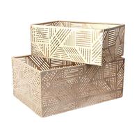 HOME DECO FACTORY SET 2 CESTAS DORADAS