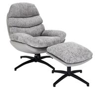 Home Deco Factory Sillón William Gris Colección Cocooning - Estructura de madera y patas de hierro, 78x90 cm