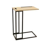 Home Deco Factory, Soporte para Tablet, Muebles, Mesa Auxiliar encajable, Baja, Metal, Negro y Madera, 48.00 x 28.00 x 62.50