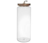 HOME DECO FACTORY Tarro de Cristal Tapa de Acacia 27,5 cm Transparente | Cristal de borosilicato y acacia, tarro de conservación, tapa de madera, gran capacidad, 27,5 cm, transparente marrón
