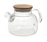 HOME DECO FACTORY Tetera de Cristal 90 cl Tapa de Acacia Transparente | Cristal de borosilicato y acacia, tetera, 90 cl, tapa de madera, té café e infusiones, resistente al calor, transparente