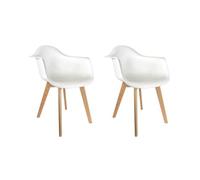 HOME DECO FACTORY The HD3092 - Juego de 2 sillones escandinavos Madera + PP Blanco 62,80 x 59,80 x 85,30 cm