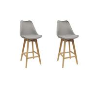 HOME DECO FACTORY The HD3499 - Juego de 2 sillas de Bar Gris con Patas de Madera y plástico y Polipropileno, 56 x 105 x 48 cm