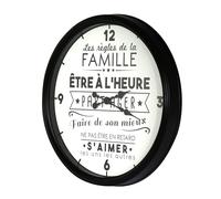 HOME DECO FACTORY The HD4680 Reloj la Vida en Familia, PP, Negro, 50 x 6 x 50 cm