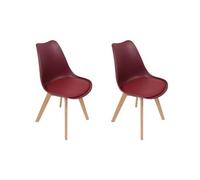 HOME DECO FACTORY The HD6232 Juego de 2 Sillas Escandinavas - Carcasa de Polipropileno Acolchada - Madera de Haya - Estilo Elegante - 46,2 x 52 x 86,4 cm - Color Burdeos