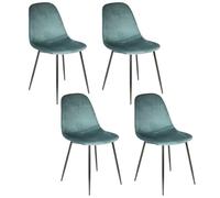 HOME DECO FACTORY The HD67031 - Juego de 4 Muebles de Terciopelo Cotele Giulia, Color Azul Pato, Silla, Asiento, salón, Comedor, Dormitorio, Muebles, Metal, 54 x 85 x 44 cm