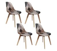 HOME DECO FACTORY The Lote de 4 Patchwork PU Muebles Asiento Silla de Mesa, Asiento salón, Comedor, Entrada, Dormitorio, Muebles, marrón, Gris, 58 x 86,5 x 47 cm