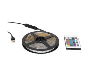 HOME DECO FACTORY Tira LED RGB 5 m con Mando a Distancia Multicolor | Plástico, tira LED RGB, 150 LEDs, 5 metros, con mando a distancia, iluminación moderna y versátil, interior, multicolor