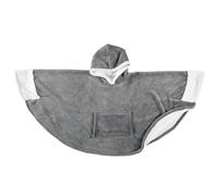 HOME DECO FACTORY - TX0072, Poncho Manta Gris Oscuro con Mangas y Capucha de Sherpa, Confort Acogedor para Relajación en Casa o al Aire Libre, Lavable a Máquina, Talla Única, Gris Oscuro