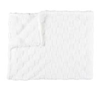 HOME DECO FACTORY - TX0237, Manta de Franela Cuadros Blanco y Beige, Diseñada para Sofá o Cama, Suave y Elegante, Fácil de Mantener, Dimensiones 120x150 cm, Color Blanco y Beige