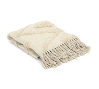 HOME DECO FACTORY - TX9134, Manta Étnica Relieve Rombo Crudo 120x150cm - Diseñada para Mejorar Tu Hogar con Estilo y Confort - Dimensiones: 120x150cm, Color: Crudo