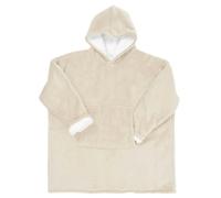 HOME DECO FACTORY - TX91671, Sudadera con Capucha Interior de Sherpa Lino, Confort Suave y Acolchado, Diseñada para Noches Acogedoras, Versátil como Manta o Cubrecama, Talla M, Beige