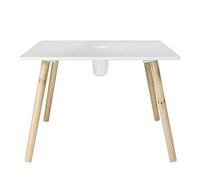 HOME DECO KIDS - HD6763 Mesa Infantil con Portapapeles - Mobiliario Decorativo para Habitación - Madera MDF y Pino - Dimensiones 60x60x45.5 cm - Color Blanco-Madera