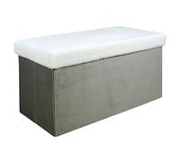 HOME DECO KIDS - HD6766 Baúl Banco Plegable Imitación Piel para Niños - Diseño Bicolor - Práctico y Ahorro de Espacio - Dimensiones 77 x 38 x 38 cm - Color Gris Claro-Blanco