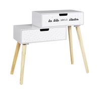 HOME DECO KIDS - HD6918, Mesita de Noche Infantil con Ilustración Estelar en Madera Natural, Diseñada para Dinamizar la Habitación, Dimensiones 51,5 x 55 x 22 cm, Color Gris y Negro