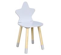 HOME DECO KIDS - HD6923 Silla Estrella de Madera para Niños - Decoración Divertida de Habitación - Mobiliario de Tendencia - Dimensiones 54 x 28 x 27 cm - Color Gris Claro
