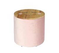 HOME DECO KIDS HD7129 Home Kids-HD7129-Puf de almacenaje para habitación Infantil, de Caucho, Rosa y Madera, 30 x 27,5 x 30 cm