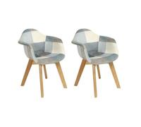 HOME DECO KIDS - Juego de 2 sillas de Patchwork Infantil Leonie Azul - 44,3 x 58 x 42,5 cm - Altura del Asiento 34 cm