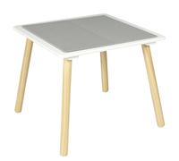HOME DECO KIDS Mesa Activa Compatible con ladrillo Infantil, decoración de Dormitorio, Muebles, Pino, Blanco-Gris Claro-Madera, 52.00 x 52.00 x 44.00