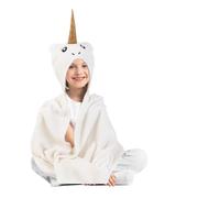 HOME DECO KIDS - TX6004 - Manta Infantil Unicornio con Capucha y Cuerno - Suave y Cálida - Diseñada para Momentos de Relajación - 90 x 110 cm - Blanca - Idea de Regalo