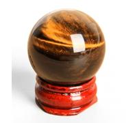 Home Decor Crystal Ball with Base, Tiger's Eye Gemstone Sphere,Feng Shui Divination for Living Bedroom Office Display,Festival Gift,1.57"(4cm)
