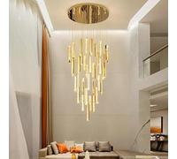 Home Decor Dining Led Crystal Interior Lighting Stair Chandelier Hanging Light in Living Room(17 Head,Gold_Cold White)
