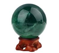Home Decor Green Fluorite Crystal Ball,Polished Fluorite Feng Shui Sphere with Stand,Quartz Crystals Gemstones for Decoration Figurine,60~70mm