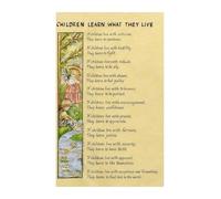 Home Decor Parenting Poster Children Learn What They Live Poem Inspirational Quote Framed Wall Art for School Counseling(Framed,16x24inch(40x60cm))