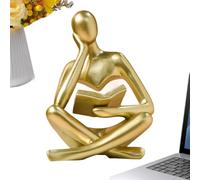 Home Decor Sandstone Reading, Abstract Thinker Modern Figure, Thinker Statue Figurine, Modern Abstract Desk Ornament, Small Artistic Sculpture, Resin Decorative Figurilla for Office Living Room Table