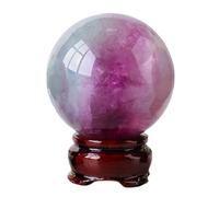 Home Decoration Fluorite Crystal Ball with Stand Gemstone Ball Crystal Polished Stone Sculpture Figurine for Fengshui Divination Photography,60-70mm