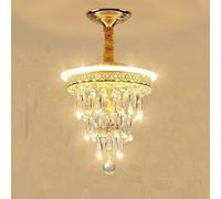 Home Decoration LED Crystal Raindrop Chandelier Gold Small Hallway Hanging Light Fixtures Farmhouse Black Kitchen Close to Ceiling Lamp for Bedroom Bathroom Corridor(A)